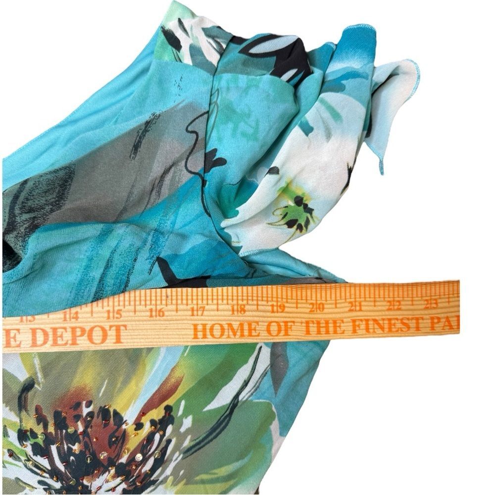 Signature by Robbie Bee Asymmetrical Fairy Hem Floral Blue Maxi Dress Size 14 - Picture 4 of 7